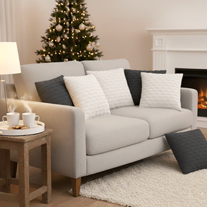 SOGA 6PC 45cm <b>Decorative</b> <b>Pillow</b> Covers 3 Pure White and 3 Charcoal Gray Scalloped Wave Design for Bedroom Living Room Sofas - Product Image 6