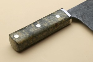 Couteau à découper artisanal en acier carbone de 7 pouces avec manche ambidextre en bois et résine, compatible lave-vaisselle et étui en cuir - Product Image 2
