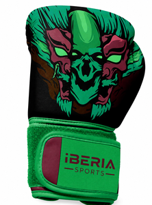 Gants de boxe IBERIA Premium Green, imprimé loup, gants d'entraînement en cuir PU, logo personnalisé, équipement sportif en gros OEM - Product Image 2
