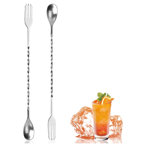 Cuchara y Tenedor Mezclador de Cócteles de Acero Inoxidable, Cuchara para Mezclar Jugos y Cócteles, Varilla Mezcladora de Mango Largo - Product Image 1