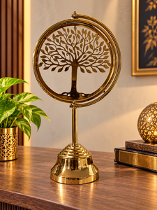 Luxury <b>Gold</b> Metal Tree of Life Tabletop Sculpture Intricate Leaf Design <b>Decorative</b> Stand for Elegant <b>Living</b> <b>Room</b> Office Interior - Product Image 3