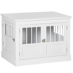 "Pet Cages & Houses Wooden Dog Crate End <b>Table</b> <b>White</b> Triple Doors Steel Tubes for <b>Small</b> Dogs" - Product Image 1