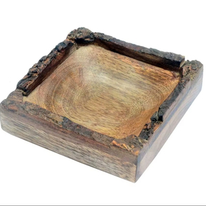 ถาดไม้เปลือกไม้ธรรมชาติสำหรับผลไม้ ขนม สลัด ทรงกลม ขนาดเล็ก 15x15x5 ซม. ถาดเสิร์ฟสไตล์อเมริกันแบบเรียบง่าย ทำจากอะลูมิเนียม - Product Image 1