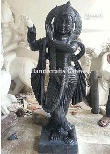 Makrana-escultura de piedra de posición de pie para adoración, Makrana, Señor de mármol, Krishna y Radha, color blanco puro y negro - Product Image 2