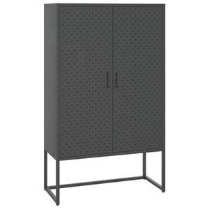 Anthracite Steel Highboard 31.5x13.8x53.1 Inches <b>Adjustable</b> <b>Feet</b> Living Room <b>Cabinet</b> Modern Minimalist Design - Product Image 2