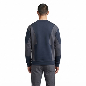 Sudadera de cuello redondo con bloques de color para hombre, estilo casual urbano, jersey de manga larga de forro polar, venta al por mayor personalizada - Product Image 2