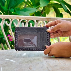 Cartera Antirrobo de Cuero Genuino Hecha a Mano con Patrón de Letras, Cierre de Solapa, Estilo Bohemio, Unisex, Uso Diario, 5 Pulgadas, Poliéster - Product Image 3