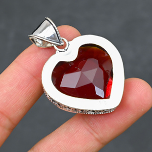 Luxury Garnet <b>Statement</b> <b>Necklace</b> in 925 Silver - Product Image 3