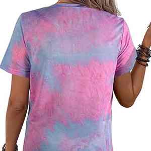 เสื้อย้อมสีสำหรับสาววัยรุ่น เสื้อยืดลายกราฟิกตลก เสื้อผ้าฤดูร้อนสุดฮิต เสื้อยืดนุ่มสบาย ทรงหลวม คอกลม - Product Image 5