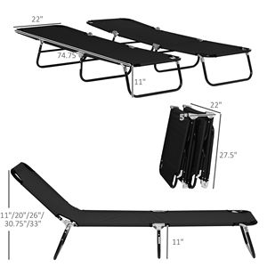 Set di 2 Sdraio Pieghevoli da Piscina con Schienale Reclinabile a 5 Livelli, Struttura in Acciaio per Prendere il Sole all'Aperto, Ideali per Spiaggia e Giardino - Product Image 3