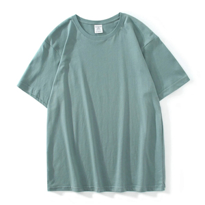 Men's Oversized Solid Purple Short Sleeve O-Neck T-Shirt Casual Knitted Cotton Jersey Fit Regular Length Plain Dyed Style - Product Image 5