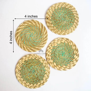 Round Traditional Handmade Woven Rattan Placemats Natural Cane Eco-Friendly Wedding <b>Dining</b> <b>Table</b> Heat Resistant Non-Slip Pads - Product Image 1