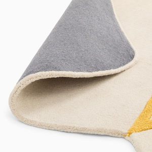 Tapis blanc avec motif zig-zag jaune et bord ondulé, fait main, couleur unie, adapté aux animaux domestiques, antidérapant, à poils longs, pour pique-nique, décoration intérieure, voiture - Product Image 4