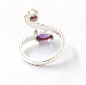 Amethyst Gemstone 925 <b>Sterling</b> <b>Silver</b> <b>Ring</b> Bezel Setting Birthstone Handmade <b>Adjustable</b> Jewelry Gift for Her - Product Image 3