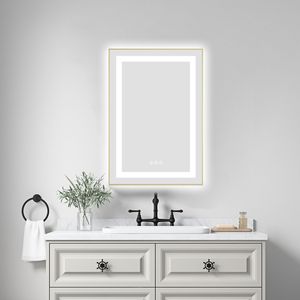 Specchio LED da Bagno 20 X 30 Pollici con Illuminazione Frontale e Posteriore, Montaggio a Parete, Cornice in Alluminio, Antiappannamento, Memoria 3 - Product Image 1