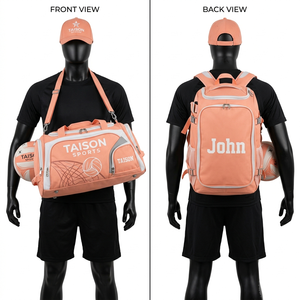Sac de netball en polyester 600D de qualité supérieure, 280 GSM, couleur pêche, sac à dos multi-panneaux, impression personnalisée du logo - Product Image 1