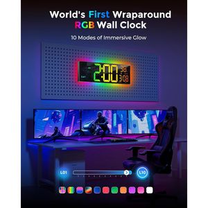 16.5\" Large <b>Digital</b> LED <b>Wall</b> <b>Clock</b> RGB Lights 11 Scenes Mode Remote Control Dual Alarms BT Sync Product Category <b>Wall</b> <b>Clocks</b> - Product Image 4