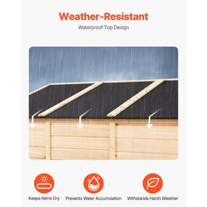 โรงเก็บของกลางแจ้งขนาดใหญ่ทำจากไม้ พร้อมหลังคาป้องกันน้ำและโครงเหล็ก ประตูคู่แบบล็อคได้ ตู้เก็บของสำหรับสวน - Product Image 5