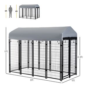 Recinto per Cani da Esterno 8FT X 4FT X 6FT con Porta Bloccabile e Tettoia Resistente all'Acqua per Cani Medi/Grandi, Versione XL in Vetro per Uso Interno - Product Image 3