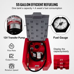 Tanque de Combustible Diésel Portátil de 58 Galones con Caudal de 10 GPM y Bomba de Transferencia Eléctrica de 12V, Rueda de Goma de 13.1 pies para Senderismo - Product Image 3