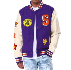 Women's Varsity <b>Jackets</b> with Custom Chenille Embroidery Logo And Leather Sleeves University Letterman Style <b>Jacket</b> And OEM - Product Image 5