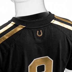 Custom Black Gold American Football Jersey Men Short Sleeve Sports Team Uniform Breathable <b>Mesh</b> Athletic Game <b>Shirt</b> Wholesale - Product Image 4