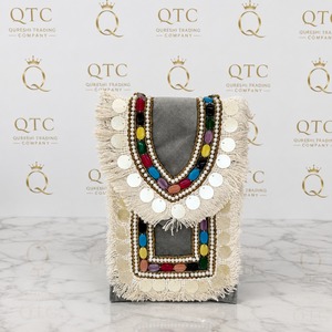 Bolso de mano de terciopelo con cuentas estilo bohemio, cartera tipo sobre con flecos, hecho a mano, para fiesta, festival, mujer - Product Image 1