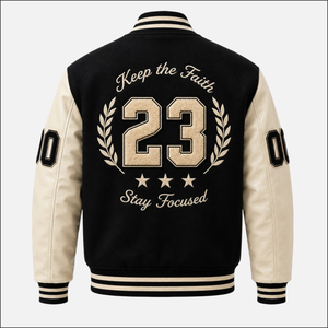 Custom Breathable Finished Varsity <b>Jacket</b> Black for Embroidered 23 <b>Stars</b> Letterman Men's Casual Spring Streetwear - Product Image 2