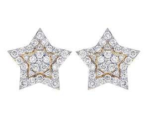 Elegant Unique Designer Fine Jewelry 925 Sterling <b>Silver</b> Large Star <b>Stud</b> Gold Plated Lab Grown Diamond Earrings Trendy Gift - Product Image 1