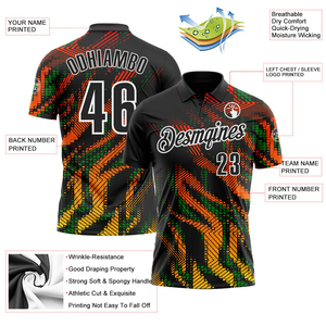 Youth Sportwear New Trending Custom Team Name Logo Polo Shirt Black Grass & White 3D Bowling <b>Retro</b> Breathable Quick Dry <b>Fabric</b> - Product Image 3