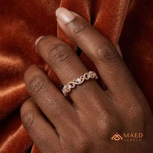 Anillo de Boda de Eternidad Vintage con Diamantes de Moissanita en Oro Rosa para Mujer, Joyería de EE. UU. - Product Image 5