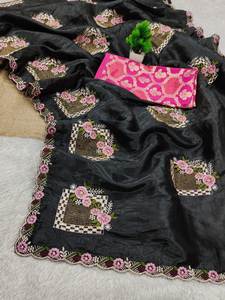 Latest Women Wear <b>Hot</b> Selling Wedding Festival Wear Bridal Soft Silk <b>Saree</b> Party Wear Fashion Designer Silk <b>Saree</b> - Product Image 3