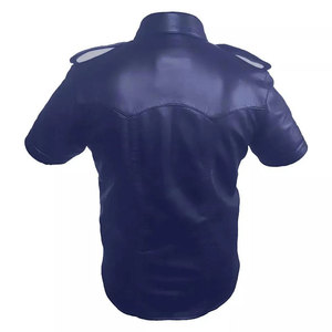 SALVA <b>LEATHER</b> Plus Size Men <b>Leather</b> Satin Summer <b>Shirt</b> Breathable Knitted Casual Long Sleeve Button-Up Turn-Down Collar Chest - Product Image 3