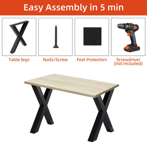 Pieds de table traditionnels en métal pour meubles de salle à manger, 2 pièces, 28" x 24", structure en X pour meubles/bureau/table à manger EDPTBL002 - Product Image 3