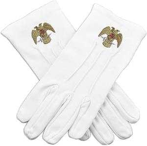 Guantes de Algodón Bordados Masónicos del Maestro Masón - [Blanco] Símbolo Masónico Bordado - Product Image 4