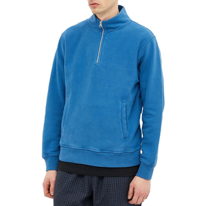 100% Cotton Fleece Quarter Zip Half <b>Zipper</b> Jumper Men Mock Neck Sweatshirt Pullover - Product Image 2