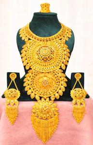 Conjunto de collar chapado en oro de Dubái de 24 quilates con aretes y anillo para boda africana, Francia, Alemania, Estados Unidos - Product Image 3