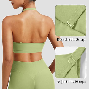 Custom Women's Seamless Twist High Support Four-Way <b>Stretch</b> Racerback Yoga Sports <b>Bra</b> with Removable Pads U-Neck Activewear - Product Image 4