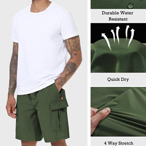 Pantalones Cortos Cargo Casuales para Hombre, de Cintura Media, Corte Relajado, con Bolsillos Utilitarios, Tela de Algodón Sólida, Transpirables y de Alta Calidad - Product Image 1