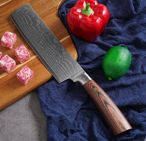 Couteau à légumes japonais Nakiri, manche en bois massif, lame droite, couteau de cuisine - Product Image 2