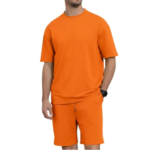 Men's Breathable Knitted 2 Piece Outfit Casual Short Sleeve Button <b>Down</b> Shirt Beach Summer Loose <b>Pant</b> Sets - Product Image 5