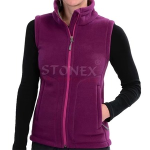 Chaleco polar para mujer con logotipo personalizado, sin mangas, cálido para invierno, con cremallera, informal, para exteriores, venta al por mayor. - Product Image 1