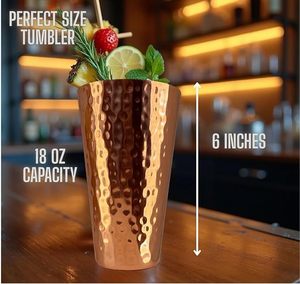 Verre à eau artisanal en cuivre de qualité supérieure, finition rustique, pour la santé ayurvédique, marque privée - Product Image 2