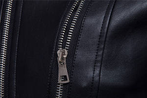 For Skin Men's Coated Woven Leather <b>Jacket</b> 100% Natural Cowhide Breathable Vintage Hooded Stand Collar Multi-zip Front - Product Image 6