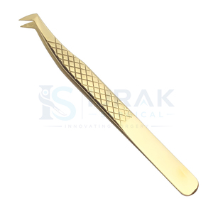 Gold Plated <b>Eyelash</b> Tweezers Smooth Tip Precision Tool for Lash Extension <b>Application</b> - Product Image 1