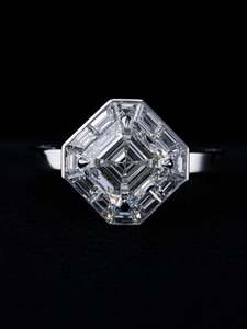 Anillo de Compromiso y Boda de Plata de Ley 925, Chapado en Oro, con Moissanita de 13x13 mm, 12 ct, Corte Asscher, D VVS1 - Product Image 2