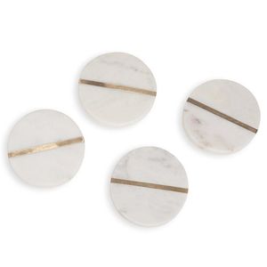 Modern Design <b>Marble</b> <b>Coaster</b> With Brass Strip Stone <b>Coaster</b> With Brass Mats & Pads At very best selling Price - Product Image 2