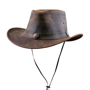 Sombrero Vaquero de Cuero Color Cobre Pulido con Ala Ancha y Banda Decorativa con Tachuelas Blancas - Product Image 4