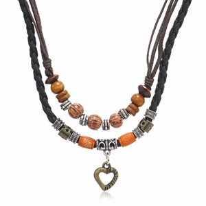 Soul Heart Stone Pearl Pendant Necklace-Multilayer Adjustable Rope for Men - Product Image 3