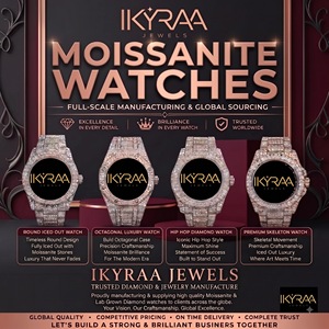 Reloj de Lujo para Hombre IKYRAA JEWELS, Tono Dorado, Números Romanos, Diamante Moissanita, Movimiento de Cuarzo ETA, Pulsera de Eslabones con Incrustaciones Completas - Product Image 4